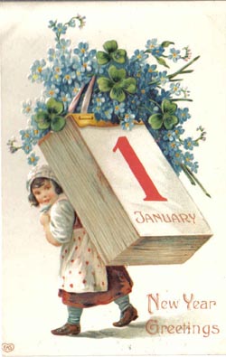 Girl-Calendar-New-Year-Vintage-Postcard